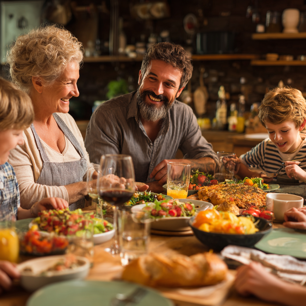 Group of smiling Ukrainian adults of different ages demonstrating healthy lifestyle choices and positive nutrition outcomes